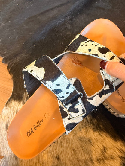 Cowhide Slide Sandals — Size 9 (used for product photos)