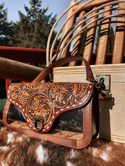 Tooled Leather Stadium Bag