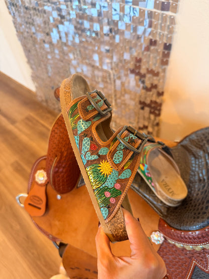 Tooled Leather Cactus Sandals — Size 8 (used in product photos