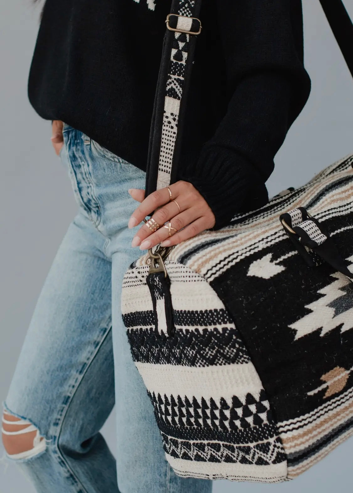 Black & Grey Aztec Duffel