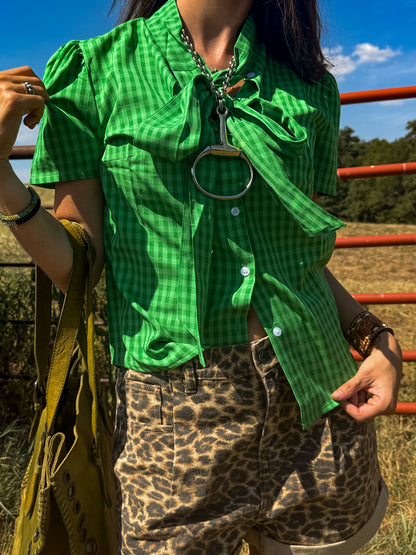 Howdy Hanny- Green Check Button Up
