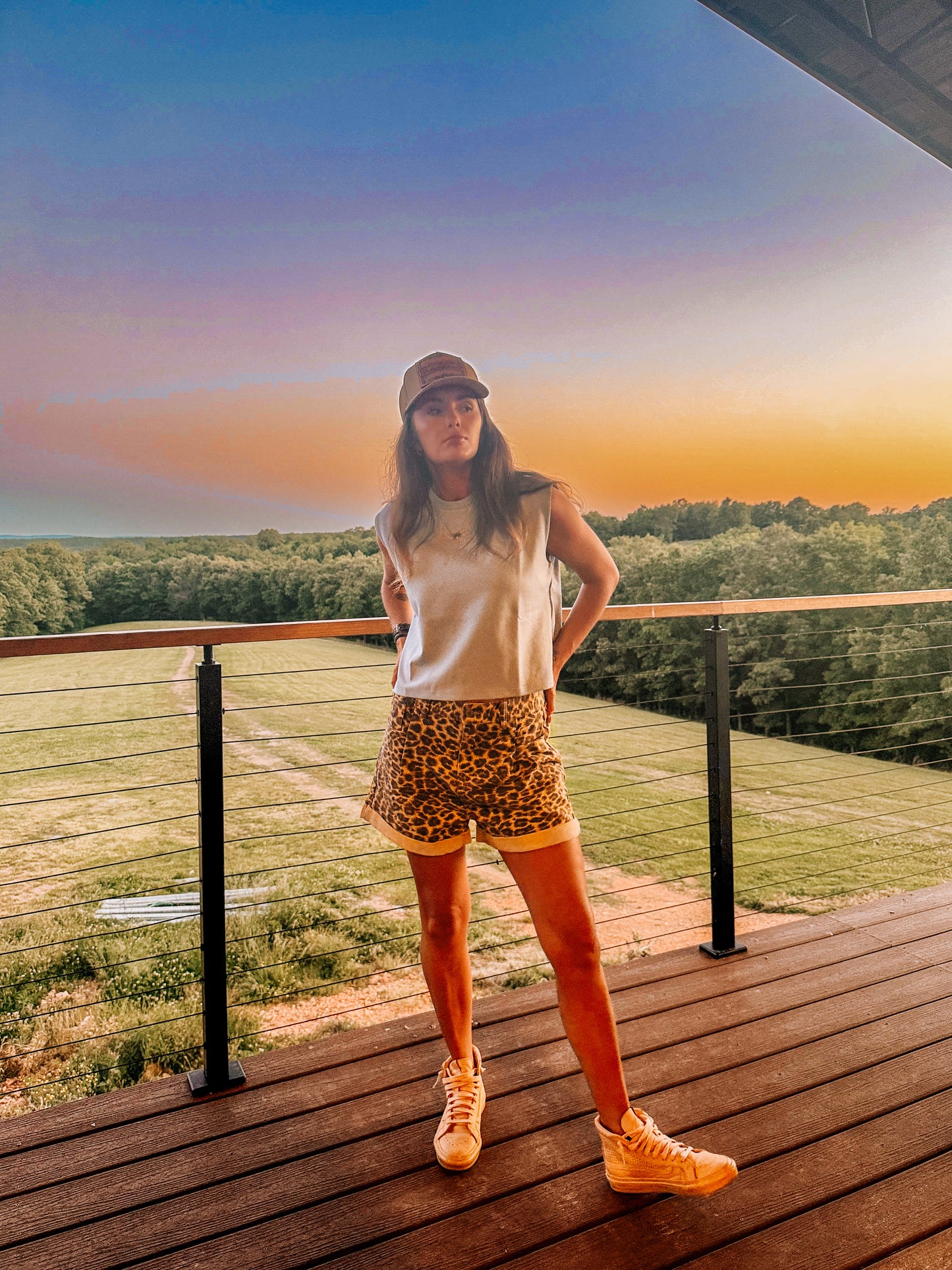 Leopard Denim Shorts