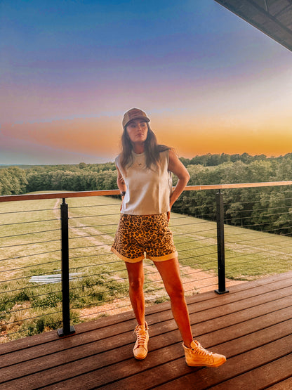 Leopard Denim Shorts