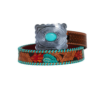 Tropical Forests Tooled Leather Belt