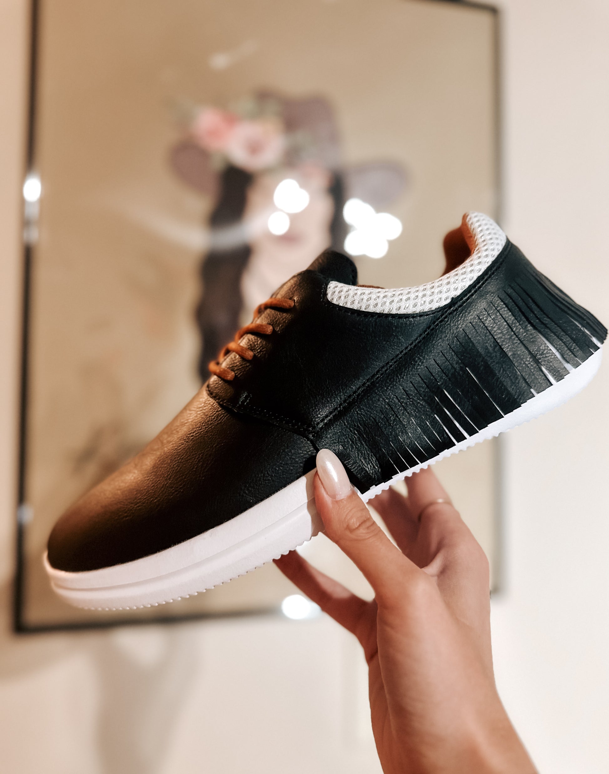 dress tennis shoes for women Black Fringe Tennis Shoes