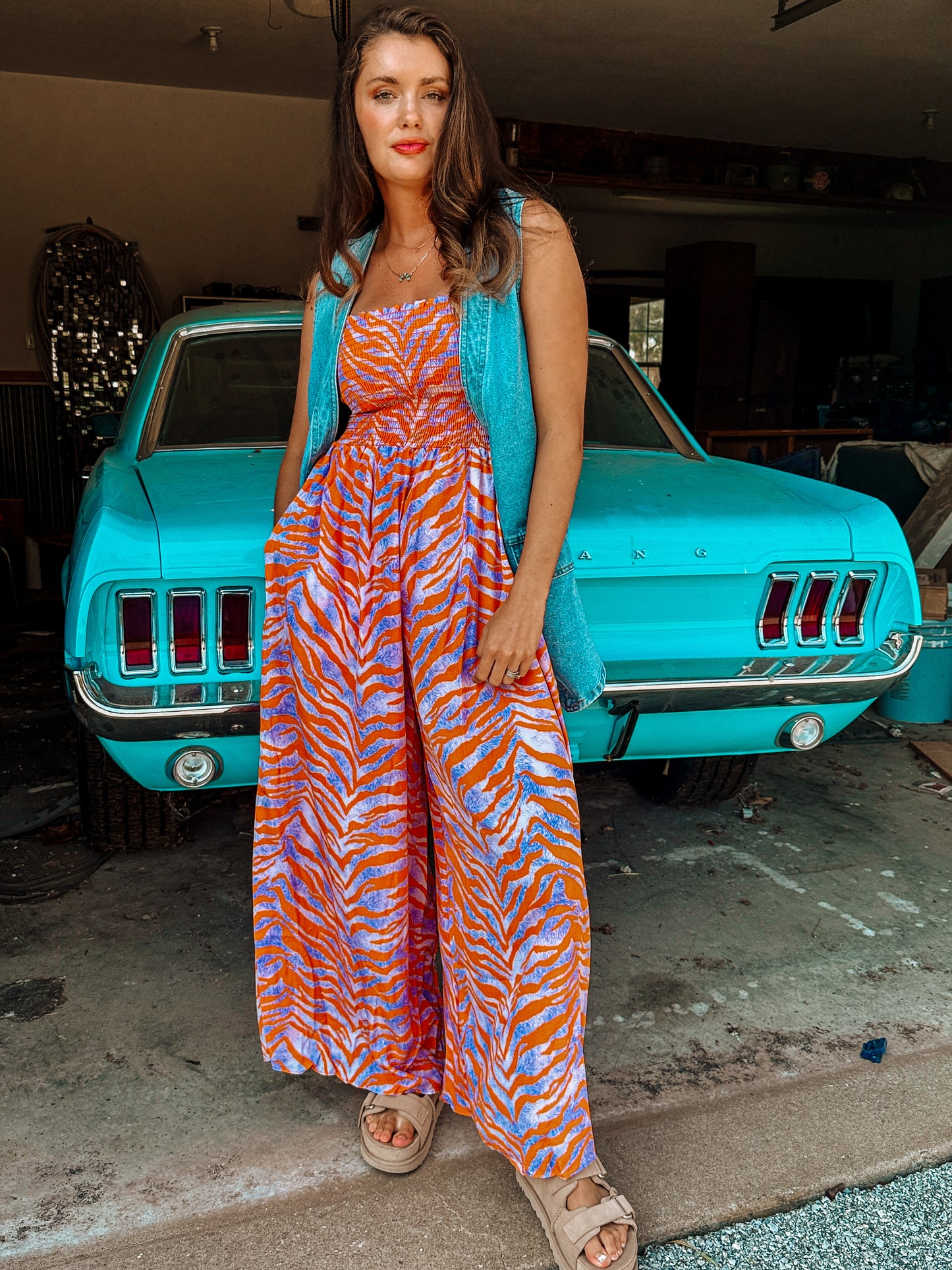 Flare Lavender Zebra Jumpsuit