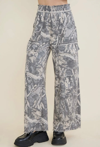 Tree Camo Flare Cargo Pants