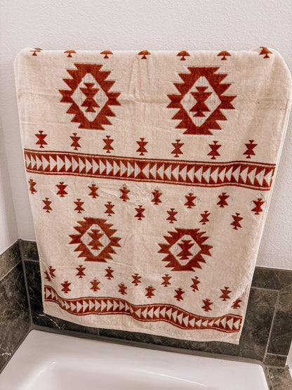 Cream & Rust Aztec Towels