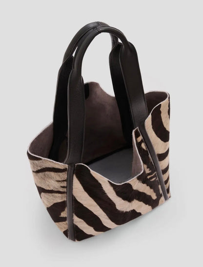 Italian Genuine Leather Zebra tote