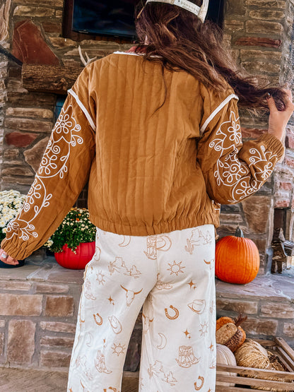 Embroidered quilted western jacket
