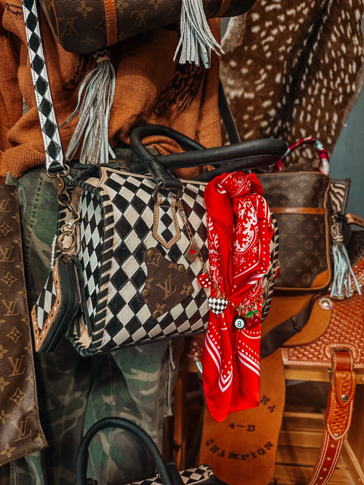 Boujee Checkered Speedy Tote