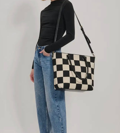 Checkered Print Work Bag