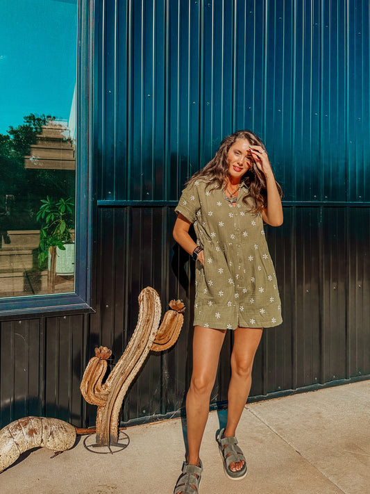Matcha Flower Fields Romper