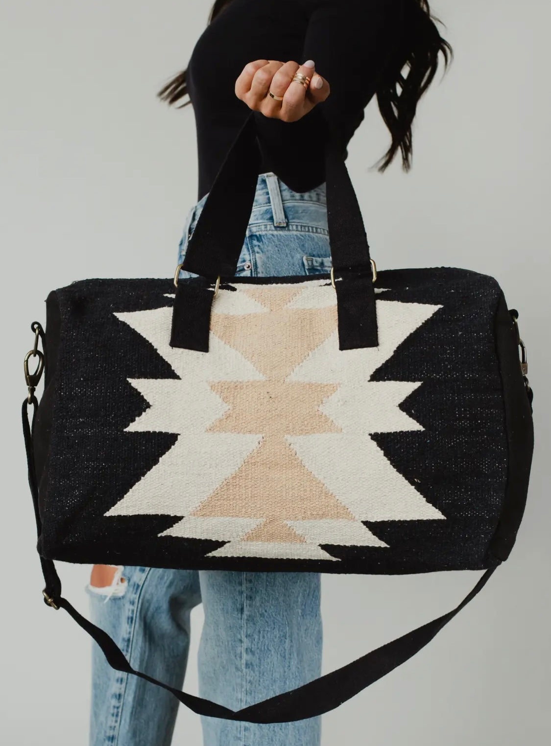 Black & Cream Aztec Duffel