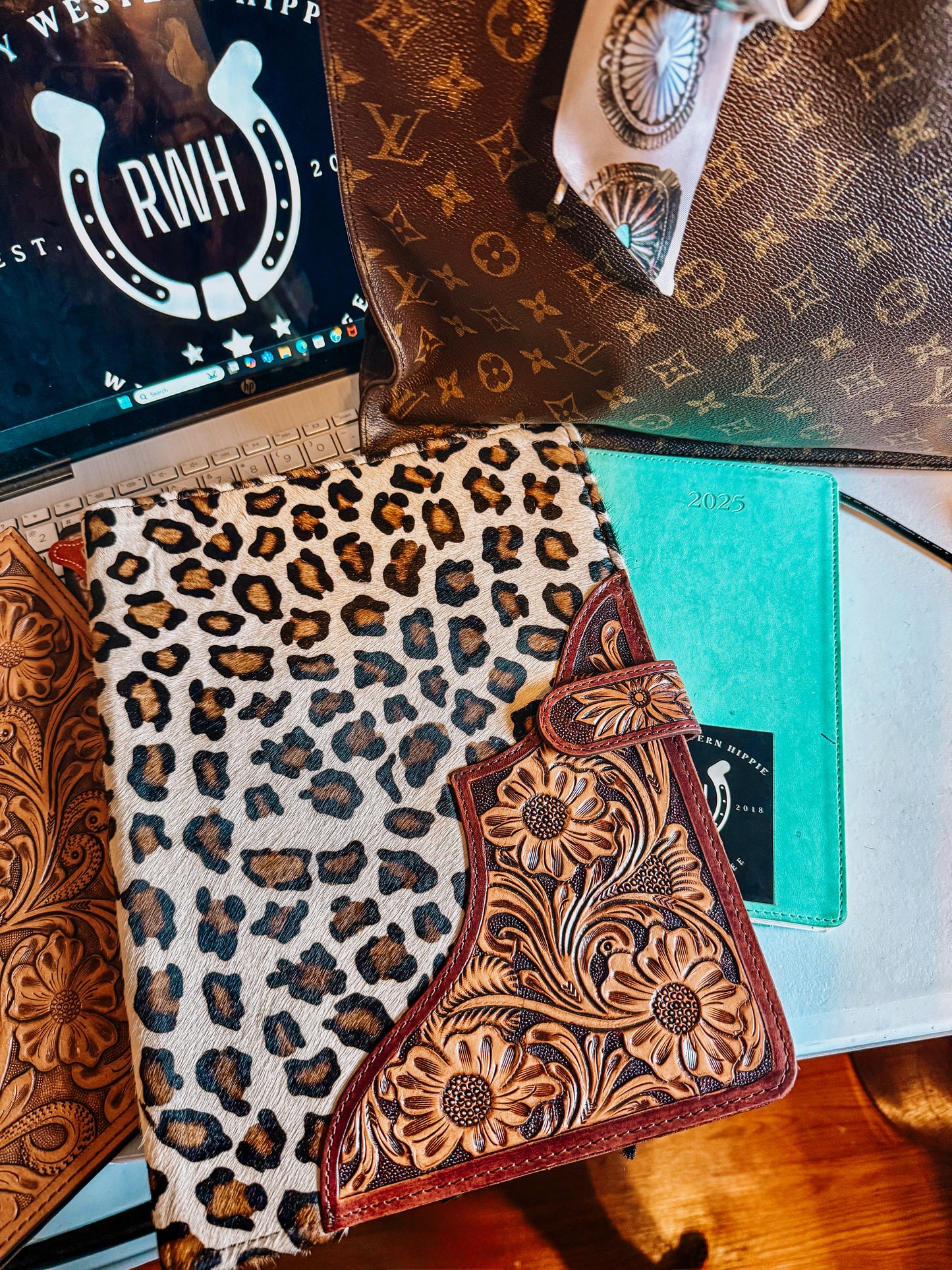 Leopard Cowhide Leather Journal portfolio