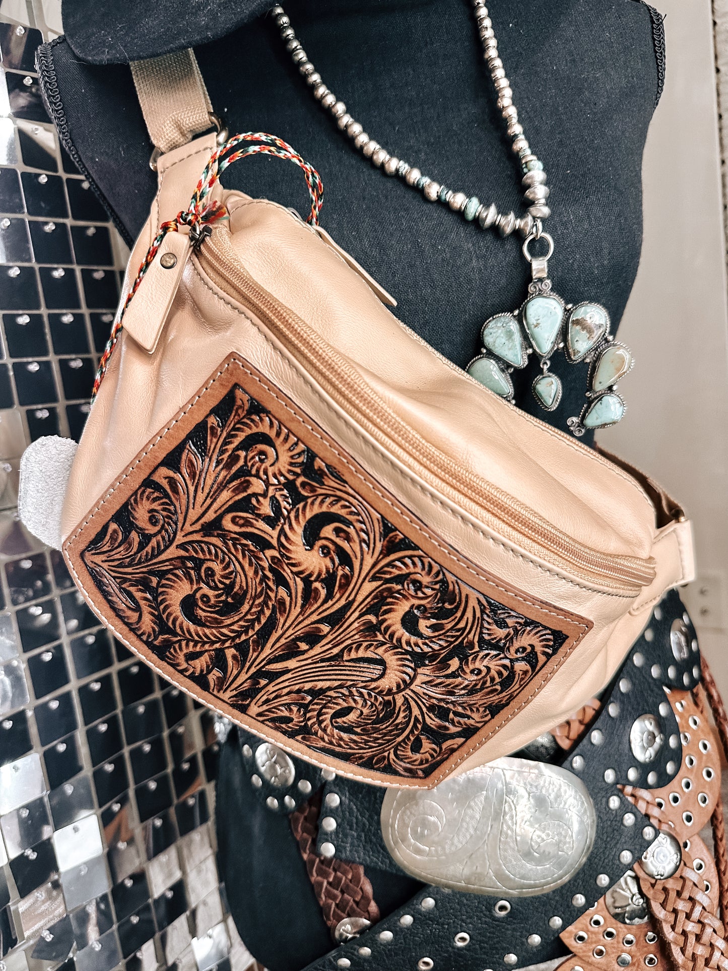 Western Tooled Leather Bum Bag