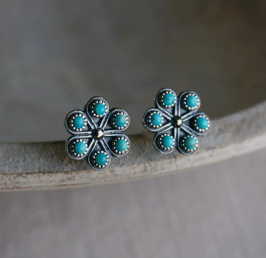 Turquoise Iris Stud Earrings