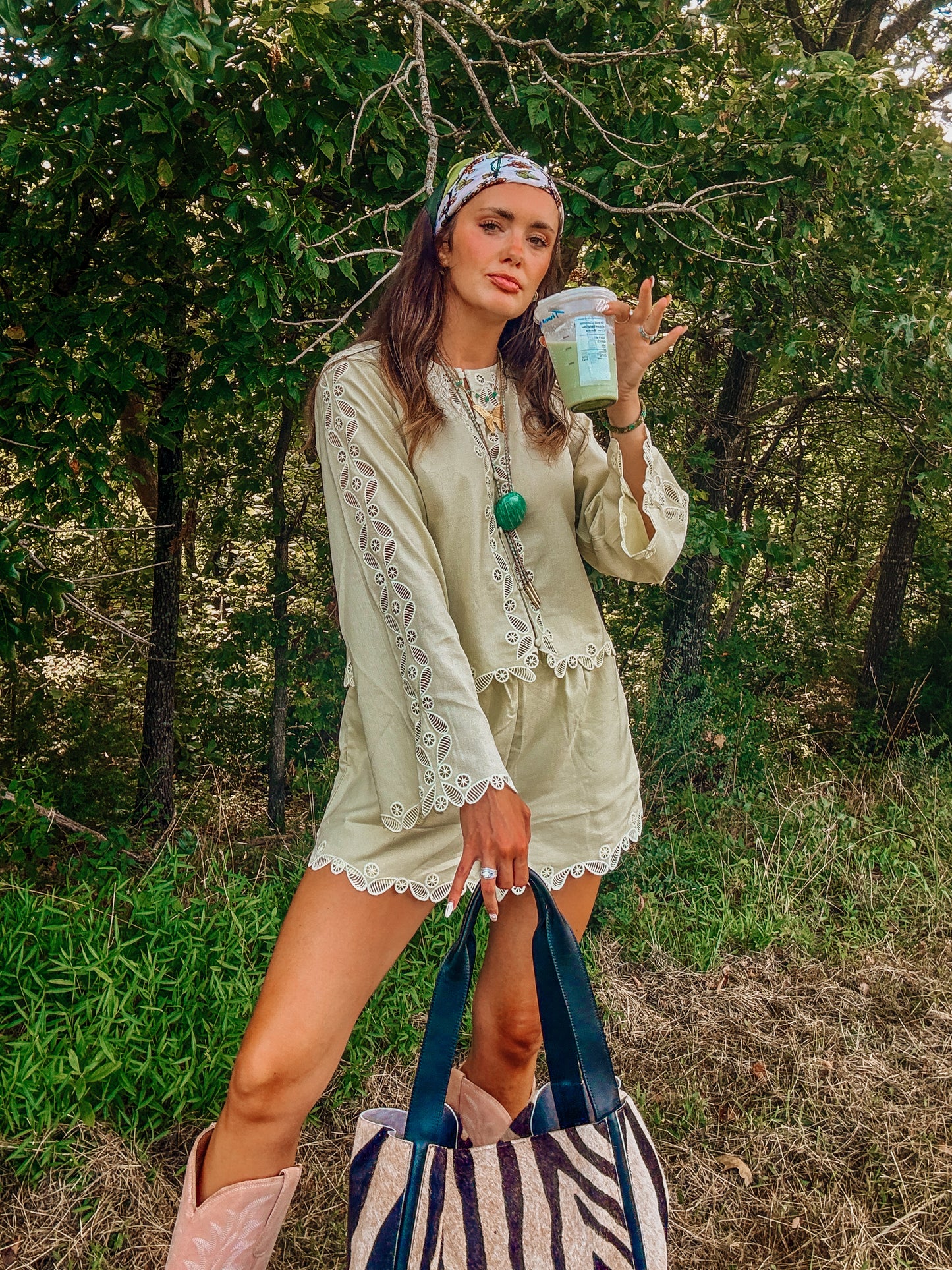 Matcha Lace Hippie Set