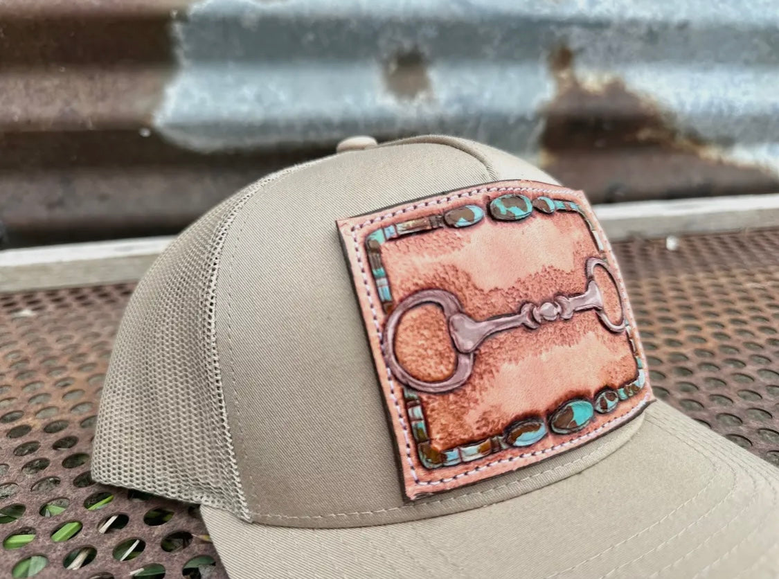 Bit Tooled Leather Trucker Hat