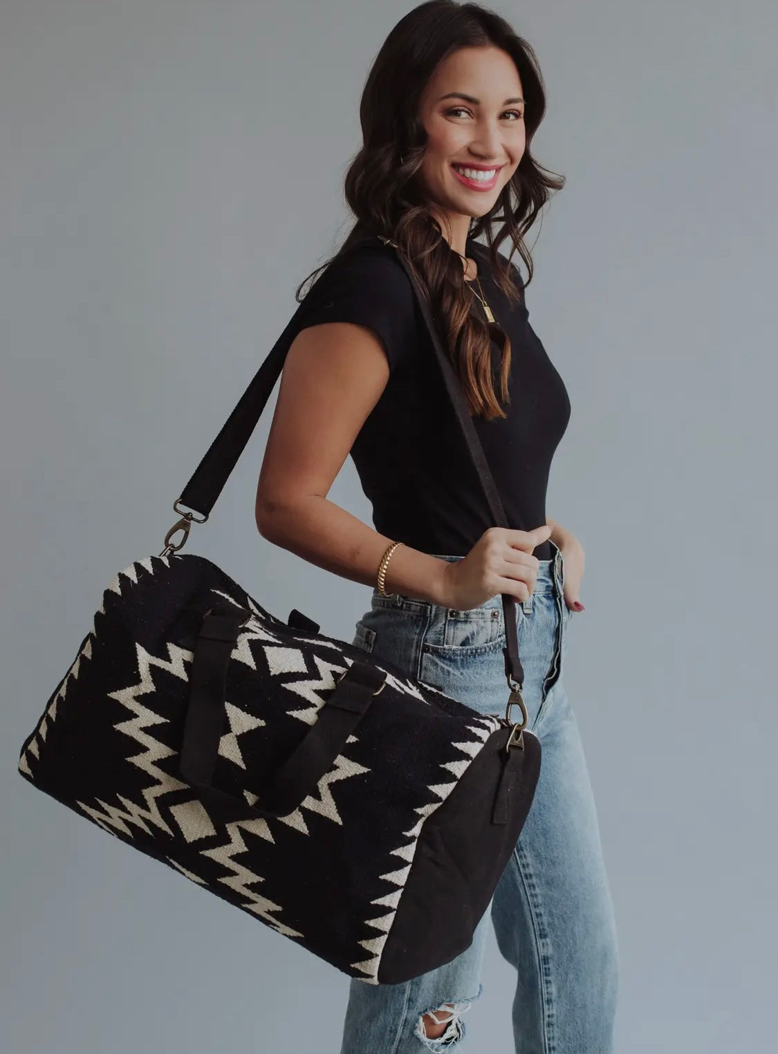 Black & cream Aztec Duffel