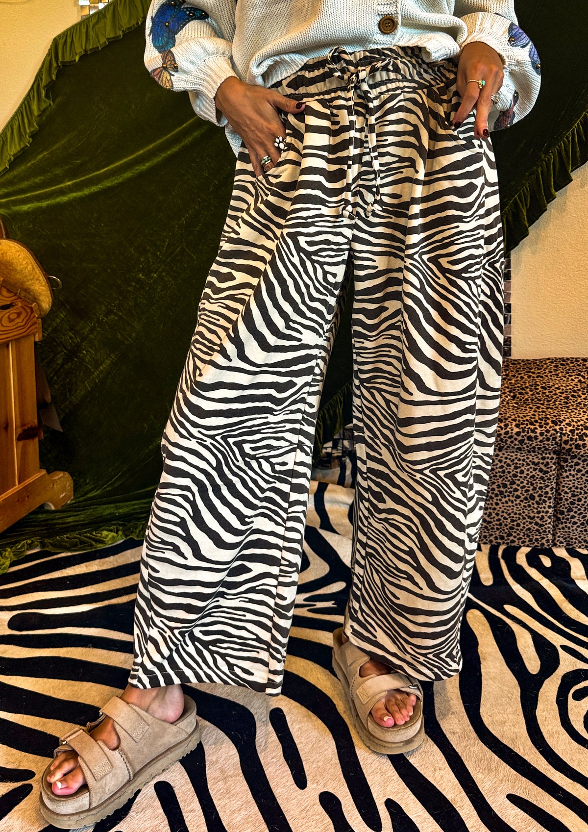 The Wild Side Zebra Barrel Pants