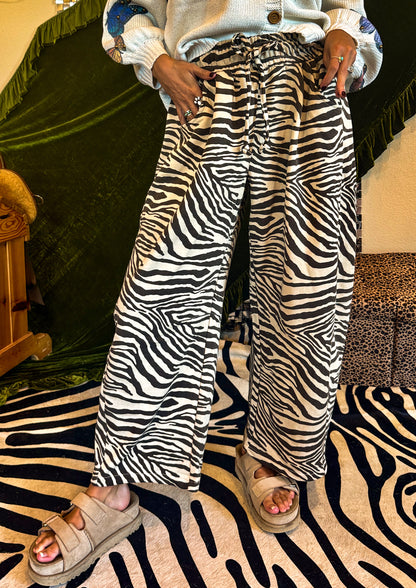The Wild Side Zebra Barrel Pants