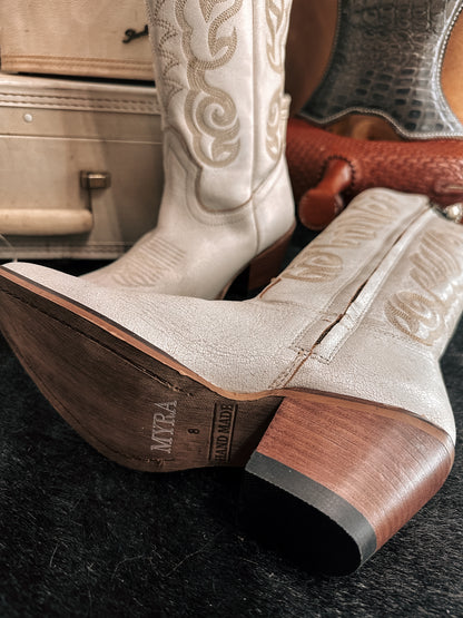 White Leather Cowgirl Boots