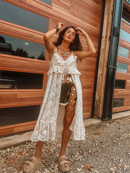 SageBush Floral Lace Shirt Cover up