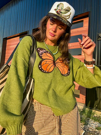 Chartreuse Butterfly Sweater