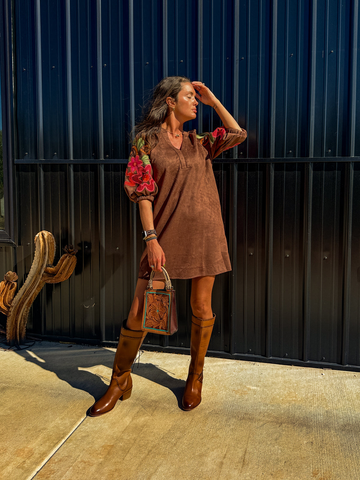 Suede Ramblin’ Rose Dress
