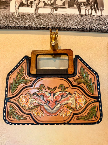 Butterfly Tooled Leather Clutch