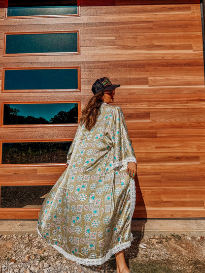 Patchwork Matcha Lace Kimono