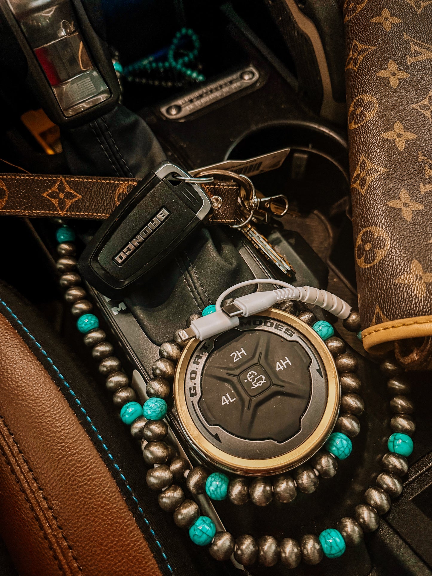 Cowboy Pearl & Turquoise Charging Cord