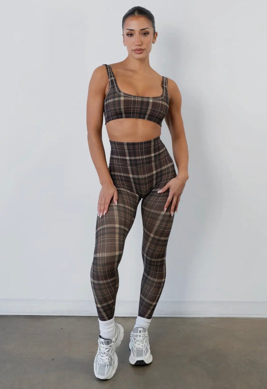 Vitality Espresso Plaid Leggings ￼