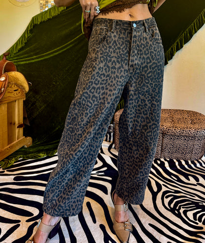 Leopard Barrel Jeans