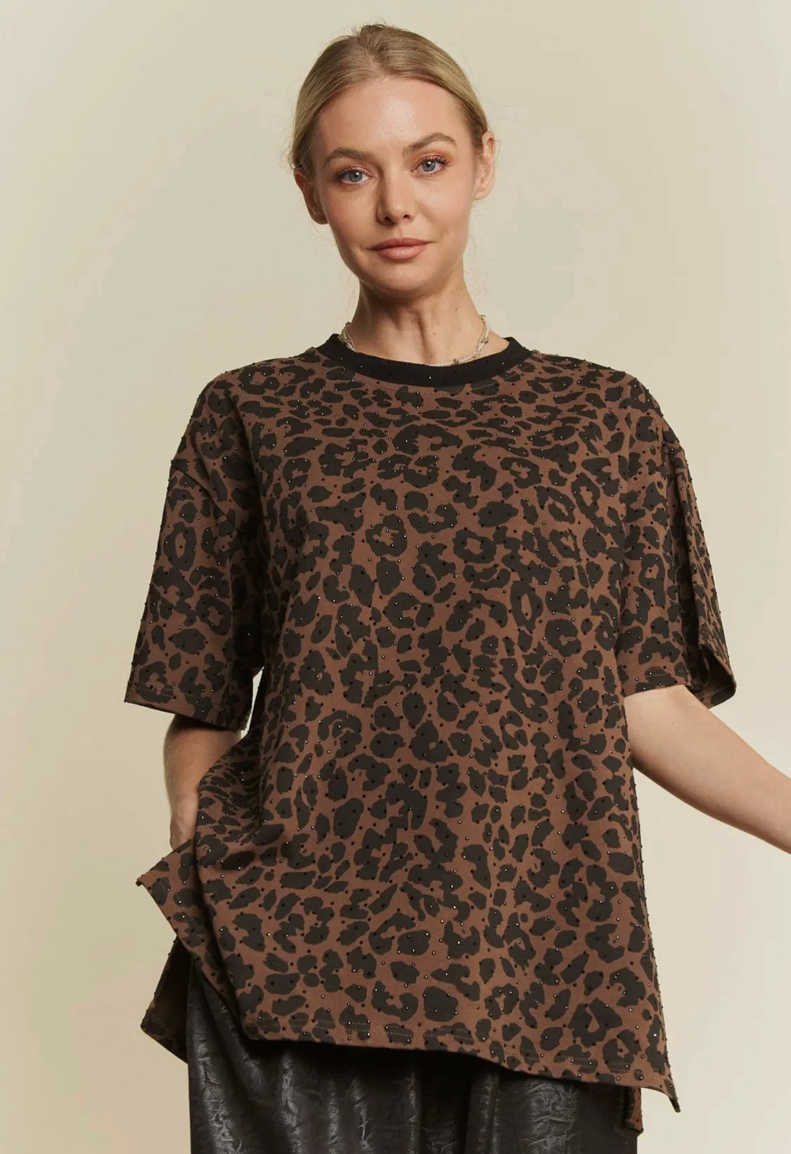 Leopard Rhinestone Tee