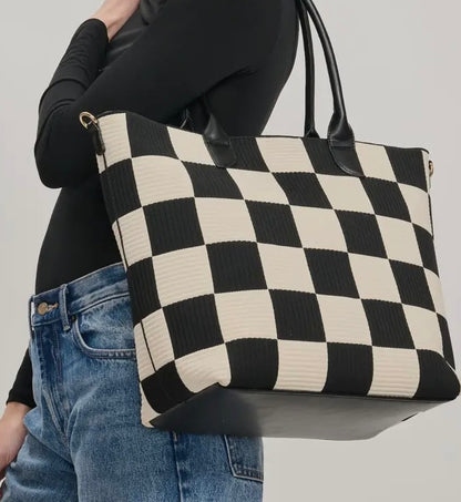 Checkered Print Work Bag