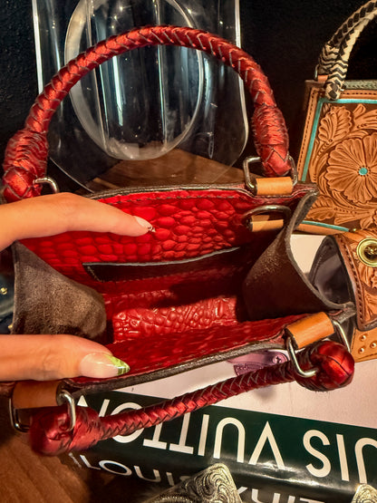 Ace Card Tooled Leather Hand Bag￼