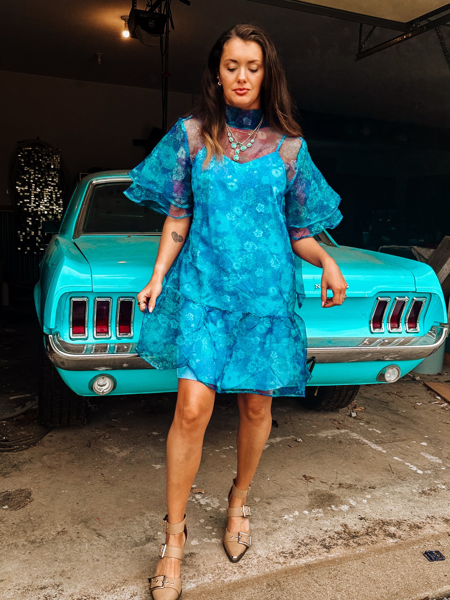 Sheer Floral Organza Dress