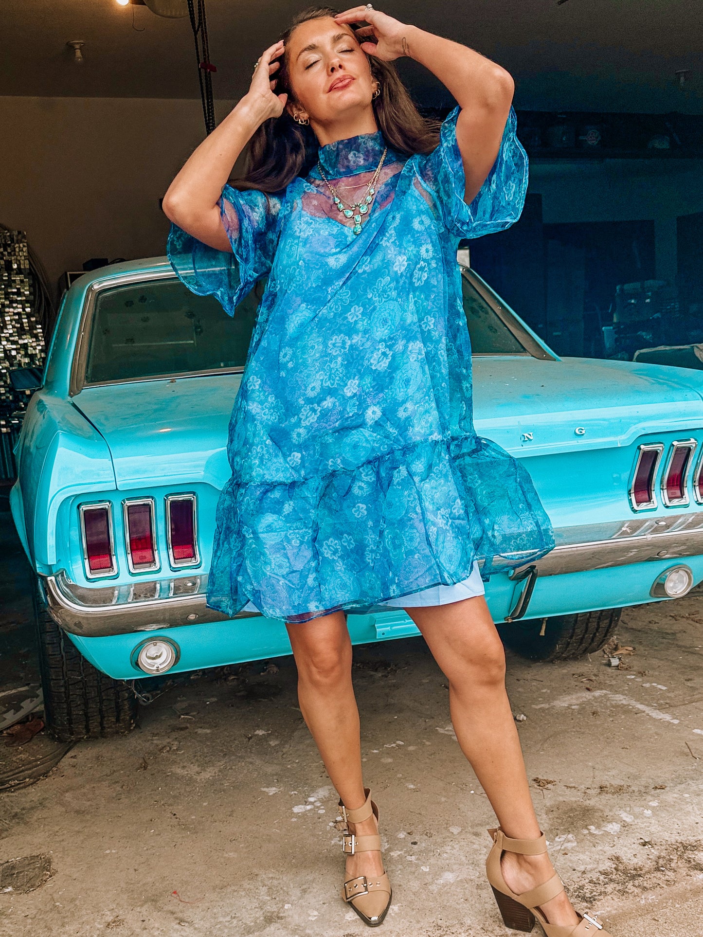 Sheer Floral Organza Dress