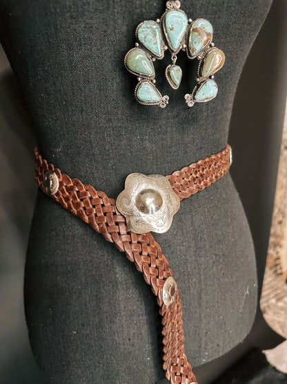 Leather Concho Braided Belt