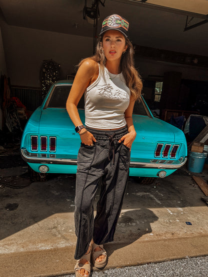 MINERAL WASH BARREL PANTS (Black)