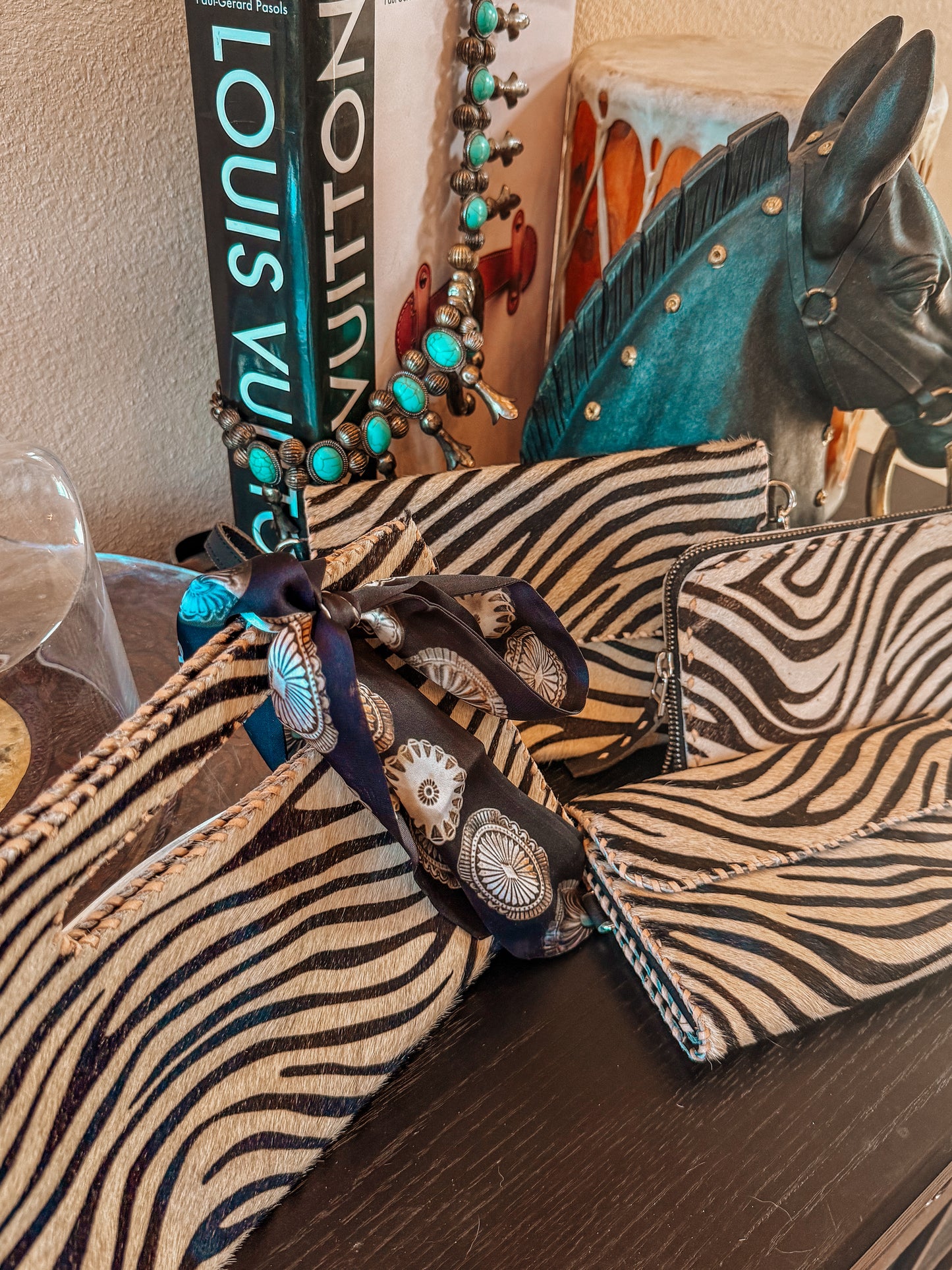 Zebra Cowhide Trifold wallet