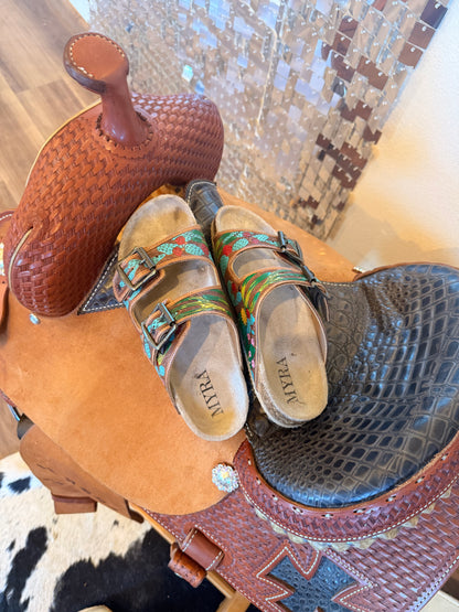 Tooled Leather Cactus Sandals — Size 8 (used in product photos