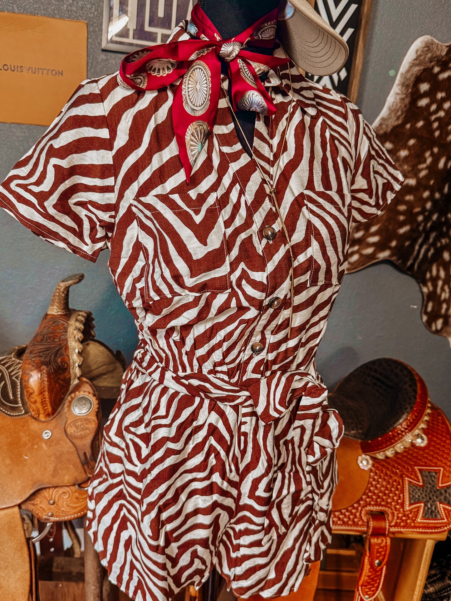 Brown Zebra Romper