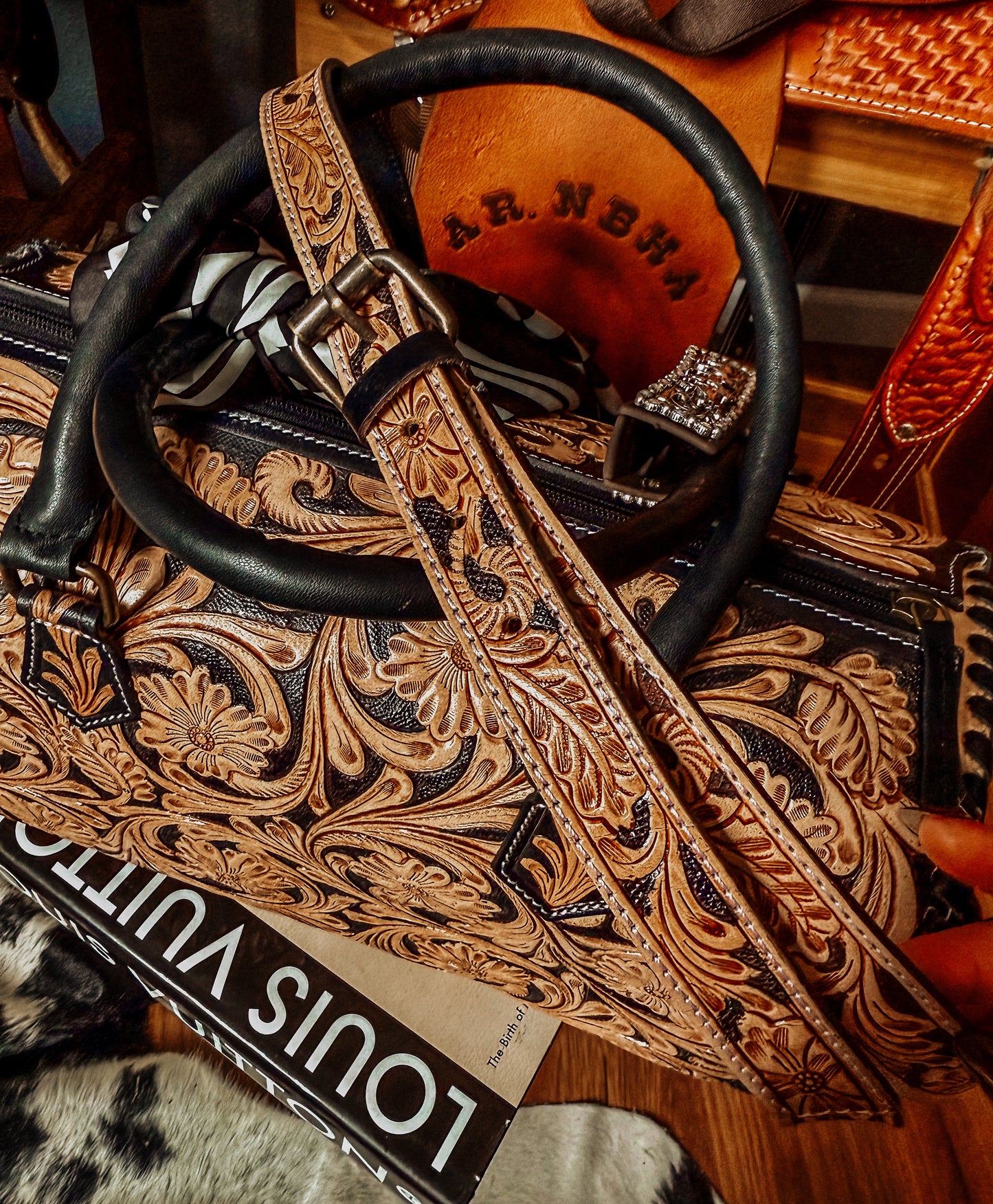 Boujee Tooled leather Speedy Tote