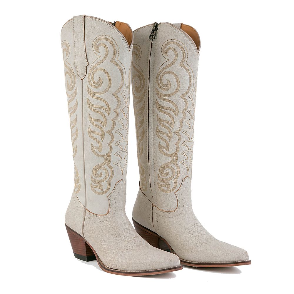 White Leather Cowgirl Boots