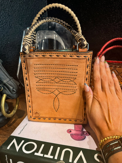 Tooled Leather Card Handbag