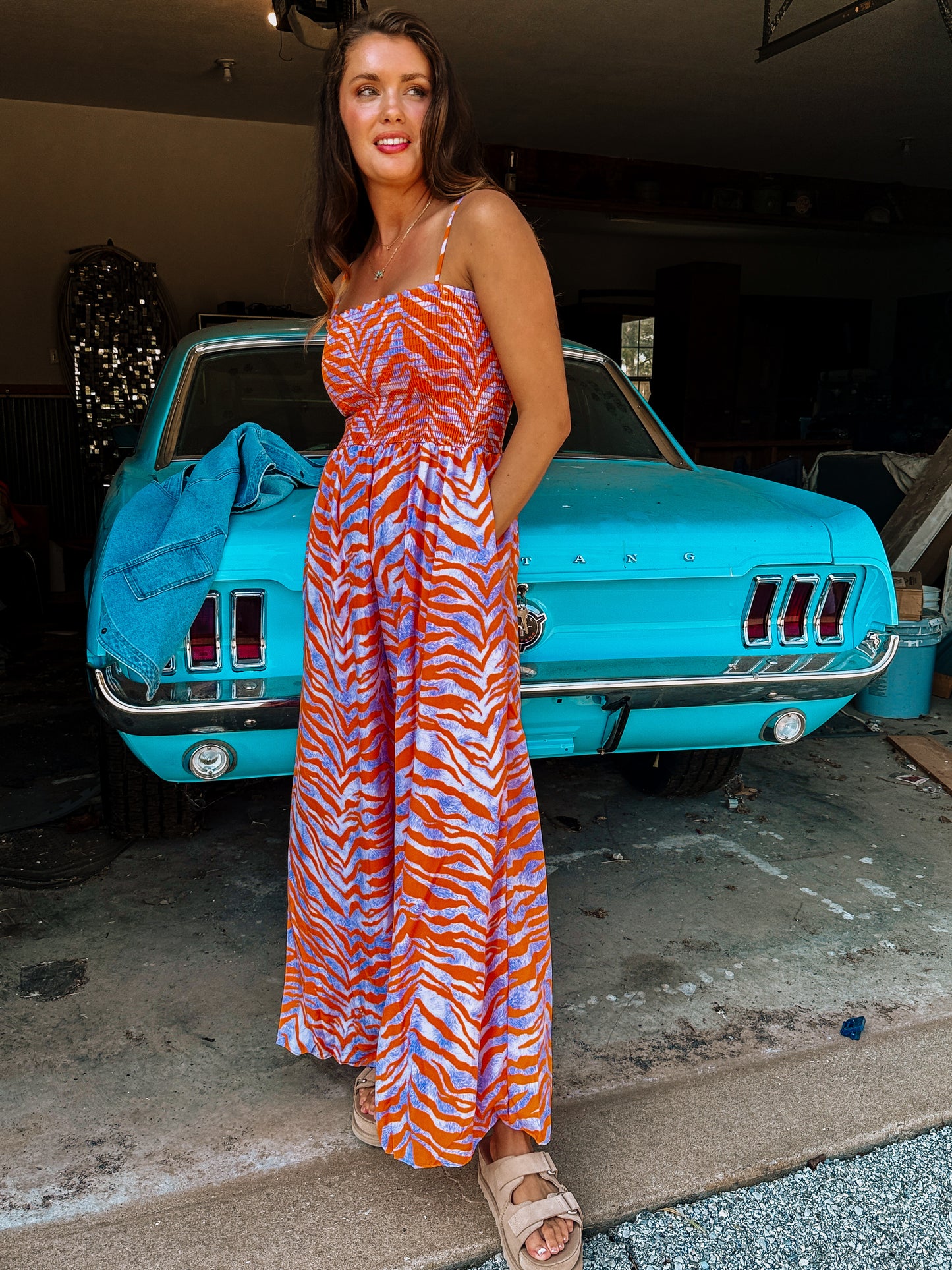 Flare Lavender Zebra Jumpsuit