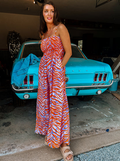 Flare Lavender Zebra Jumpsuit
